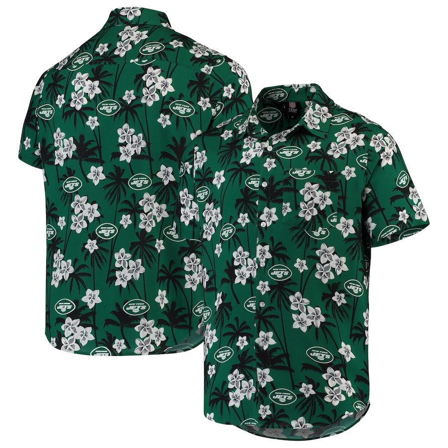 New York Jets Green Floral Woven Hawaii Shirt Ha73934