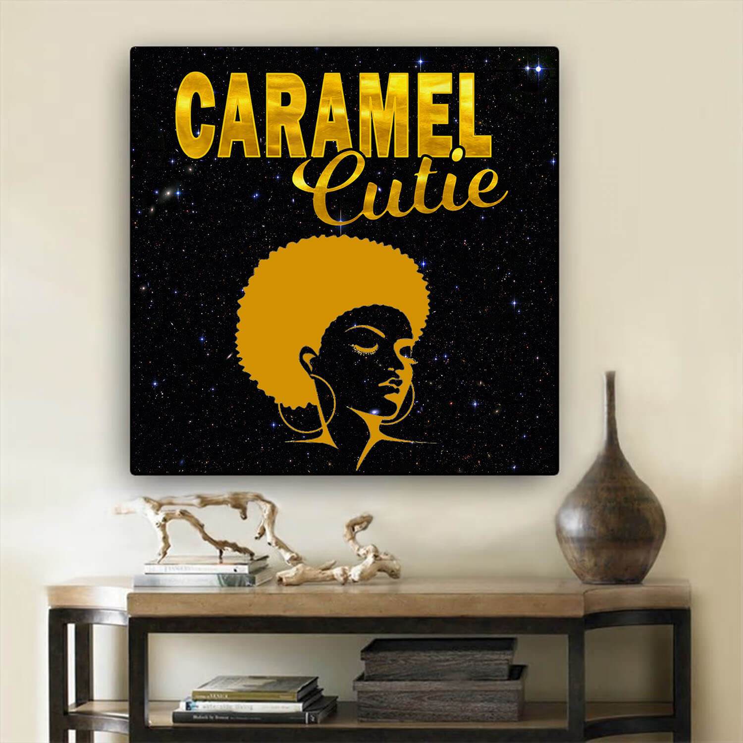 African American Canvas Prints Melanin For Women And Girls Caramel Cutie Afro Afrocentric Inspired Home Decor