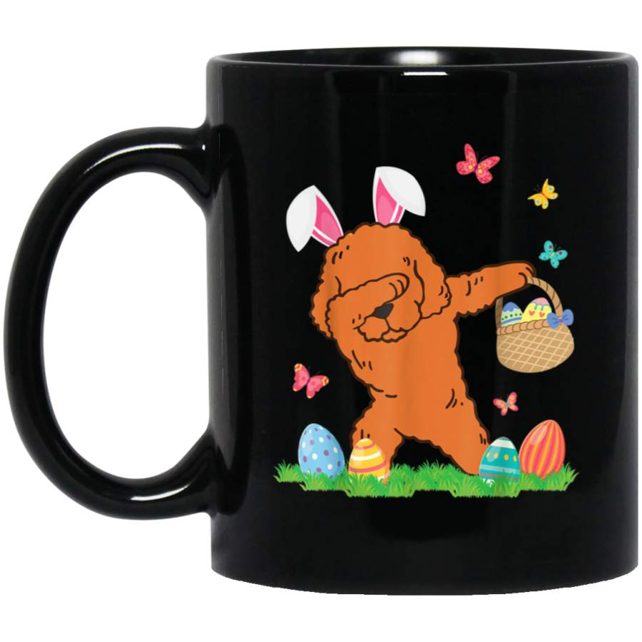 Poodle Bunny Dog Dabbing With Easter Eggs Basket Butterflies Mug