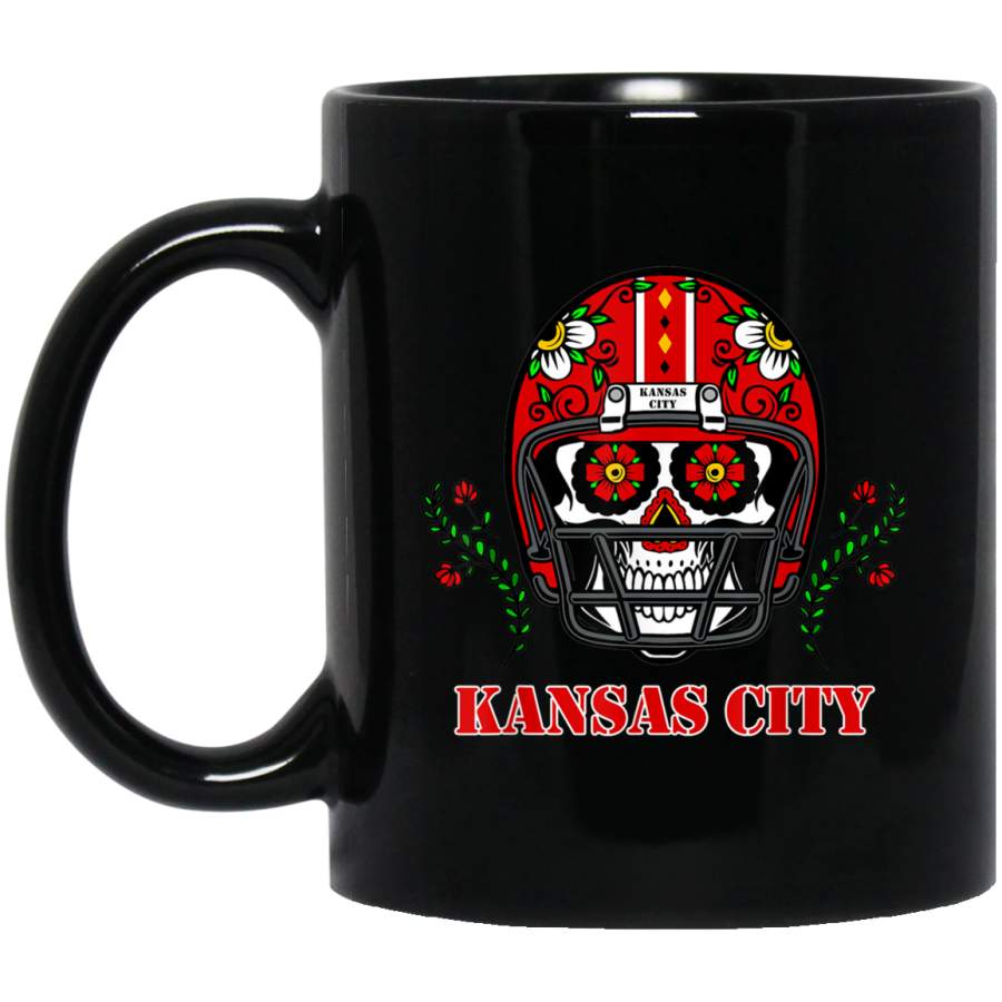 Kansas City Football Helmet Sugar Skull Day Of The Dead Mug