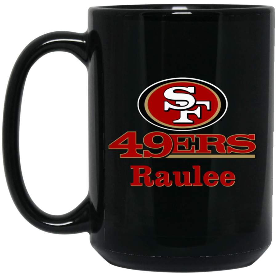 Custom Personalized San Francisco 49ers Logo & Text Raulee BM15OZ 15 oz. Black Mug