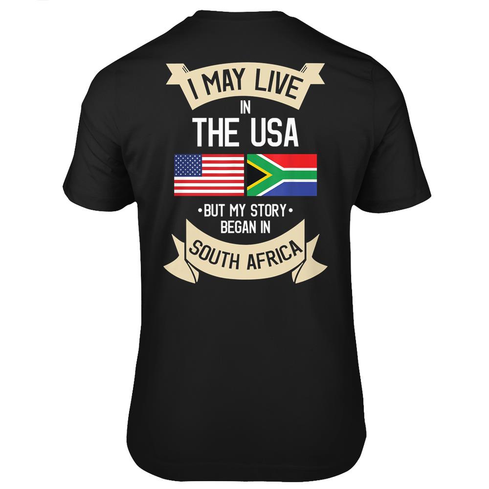 South Africa American Flag Usa South African Roots Gifts T Shirts Print On Back