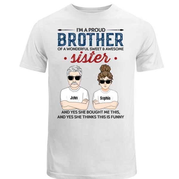 Proud Brother Personalized Shirt – Gift For Brothers – Man And Woman Illustration – Sister And Brother Custom Shirt
