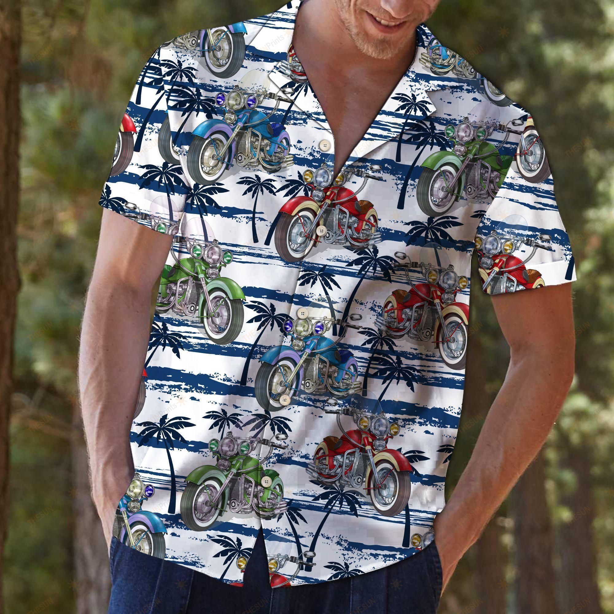 Motorbike Sea Palm Tree Hawaiian Shirt Ha70456