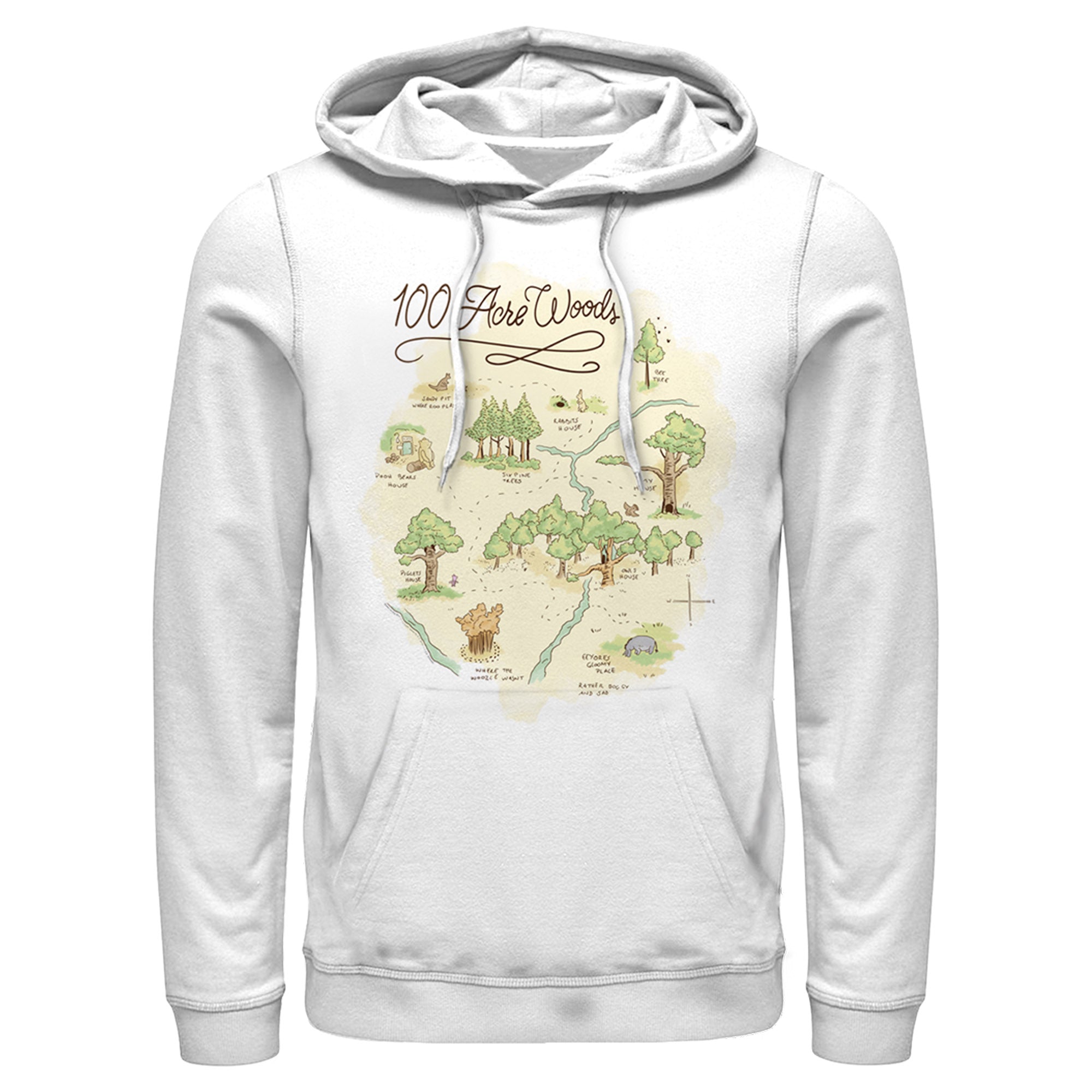 Men’S Winnie The Pooh 100 Acre Woods Map Pull Over Hoodie