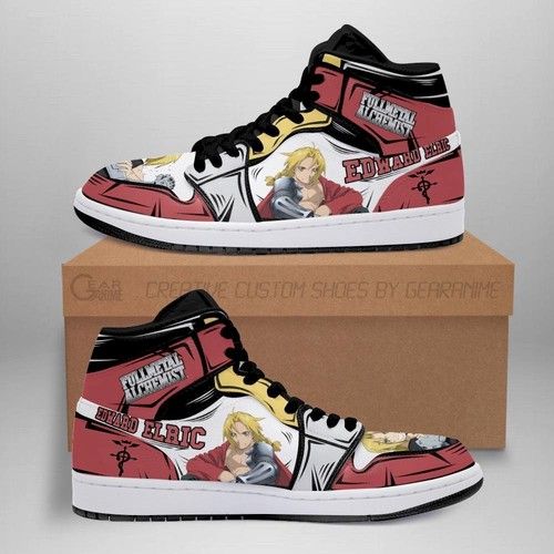 Edward Elric Jordan Sneakers Fullmetal Alchemist Anime Custom Shoes Jordan Sneaker