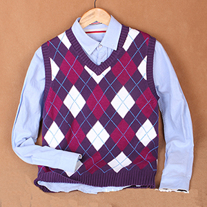 Argyle Pattern Design V Neck Male Knitted Waistcoat Men Sleeveless Sweater Vest Purple Green Brown Yellow Brown alx