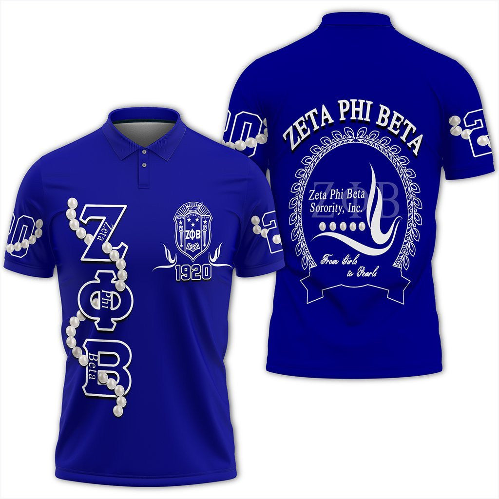 Sorority Polo – Zeta Phi Beta Pearl Blue Polo Shirt