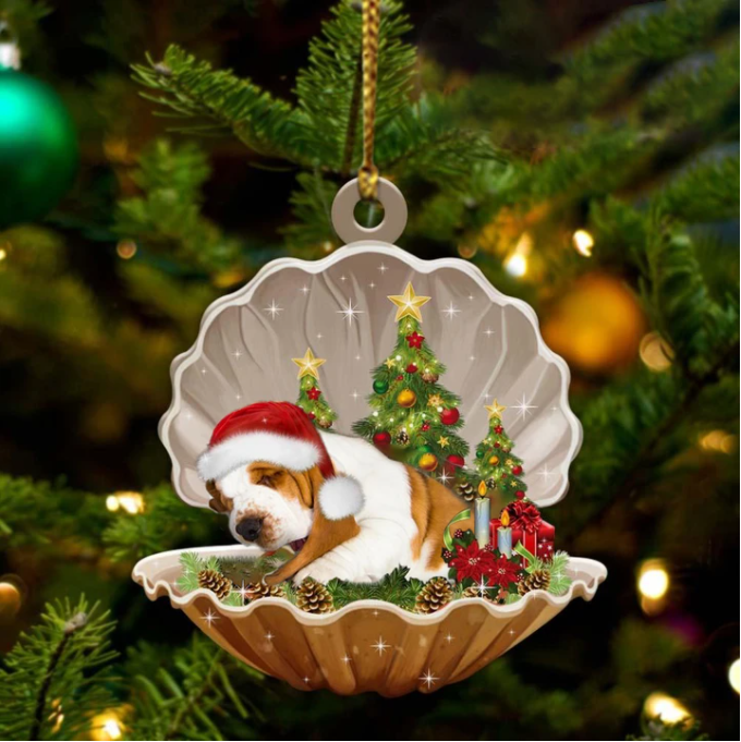 Basset Hound-Sleeping Pearl In Christmas Two Sided Ornament