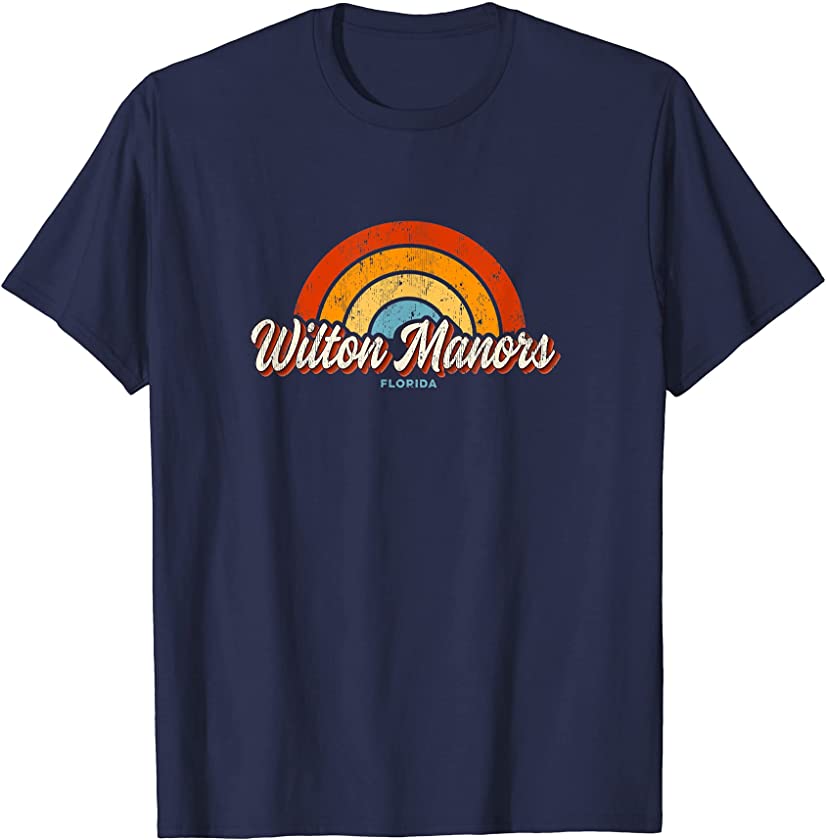 Wilton Manors Florida FL Vintage Rainbow Retro 70s T-Shirt