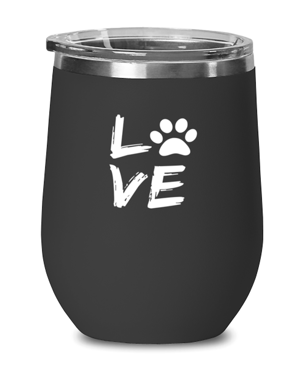 Wine Tumbler Stainless Steel Insulated Funny Dog Paws Love