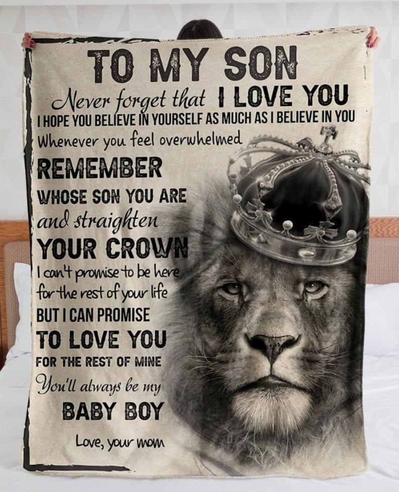 To My Son, Gift For Son, Birthday Gift For Son, To My Son Lion Fleece Blanket