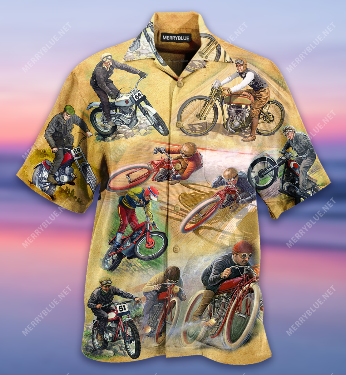 Vintage Motorcycles Unisex Hawaiian Shirt