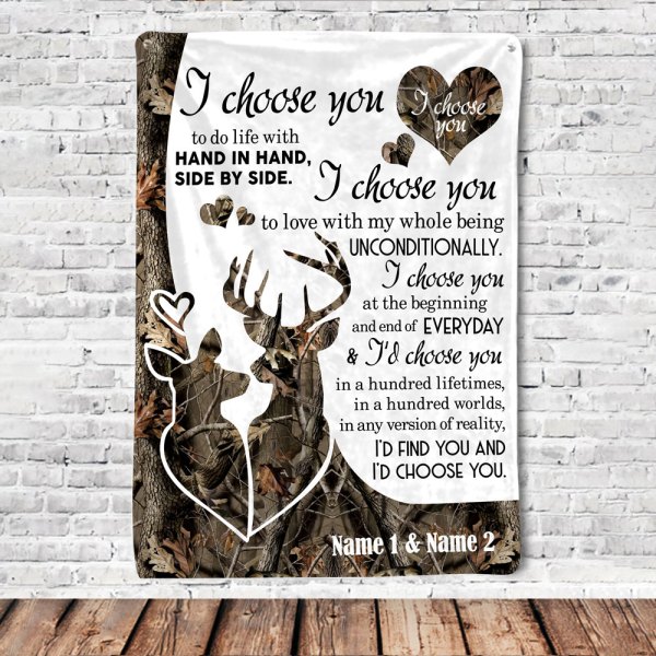 Personalized Anniversary Gift For Wife I Choose You Dear Hunting Blanket