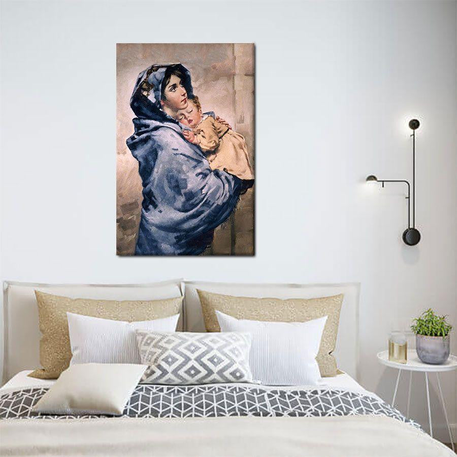 Mother Mary Holds Baby Jesus Poster Canvas Home Décor Christmas Birthday Gifts For Mother Grandma – Gigo Smart