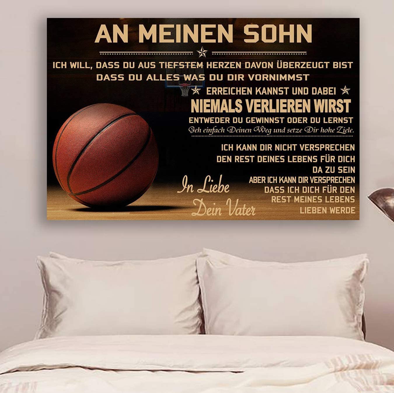 Poster for Room Aesthetic -Command Strips Wall Decor – Cv759 Qh Basketball Poster – Dad to Son – Never Lose German Version