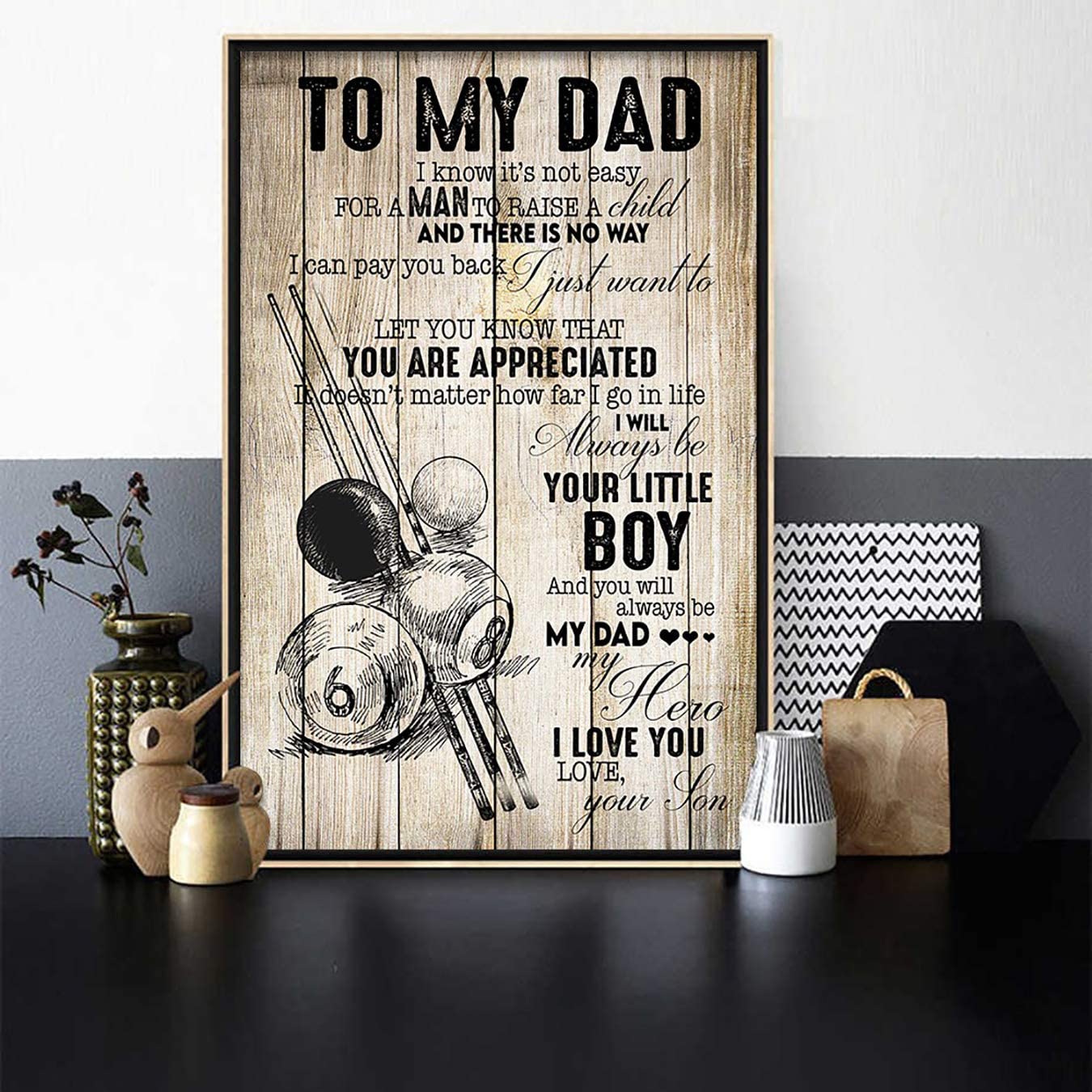 Poster Billiards Little Boy to Dad- House Decor – Motivational Wall Art – Aesthetic Posters – Vintage Posters