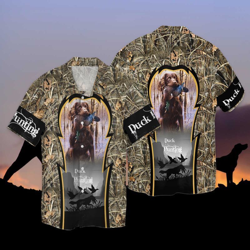 Duck Hunting Dog For Men And Women Graphic Print Short Sleeve Hawaii Casual Shirt Ha100882