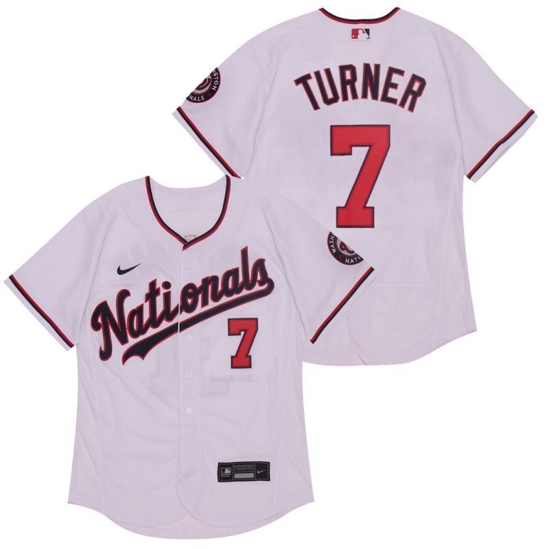 Trea Turner #7 Ashington Nationals 2020 MLB White Jersey