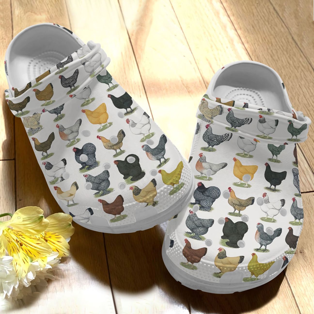 Chicken Personalize Clog, Custom Name, Text, Fashion Style For Women, Men, Kid, Print 3D Whitesole Types Of Chicken