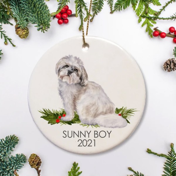 Personalized Shih Tzu Christmas Ornament, 1St Christmas Puppy, Dog Mom Ornament