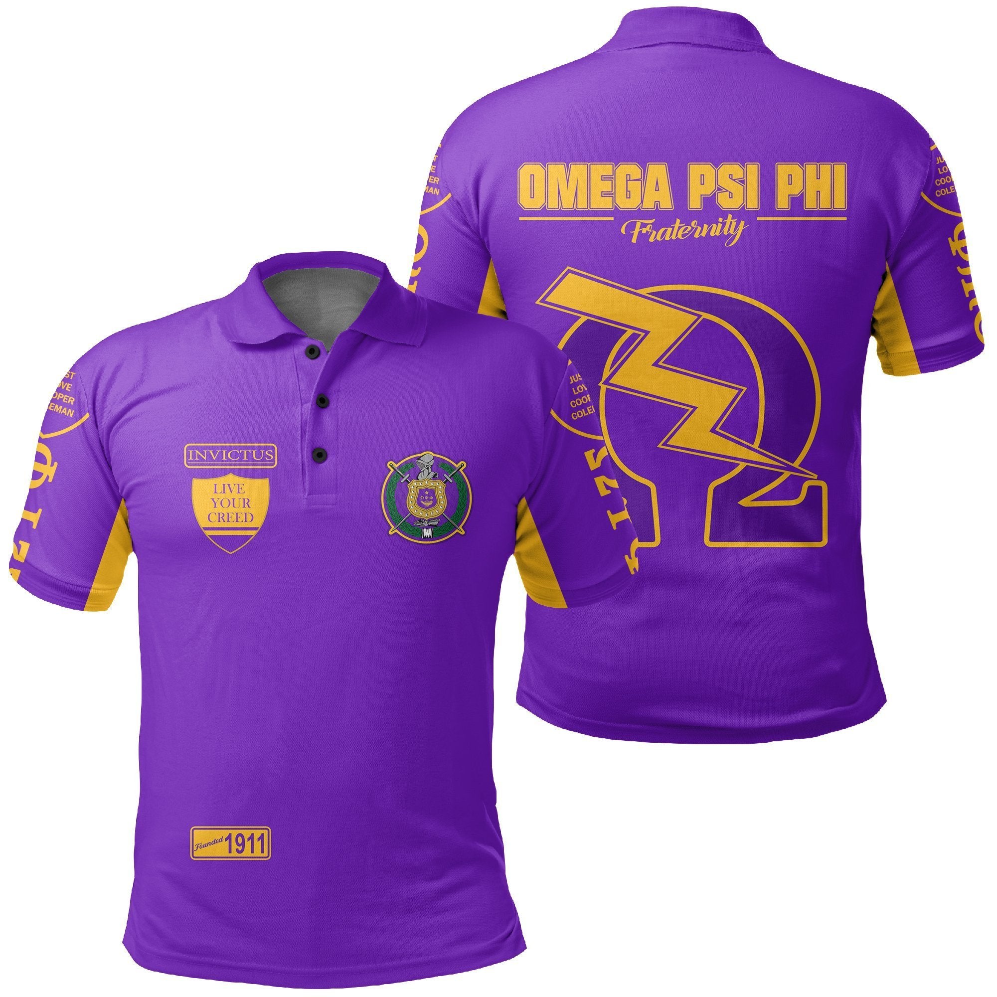 Greek Life Polo – Invictus Live Your Creed Omega Psi Phi Polo Shirt J5