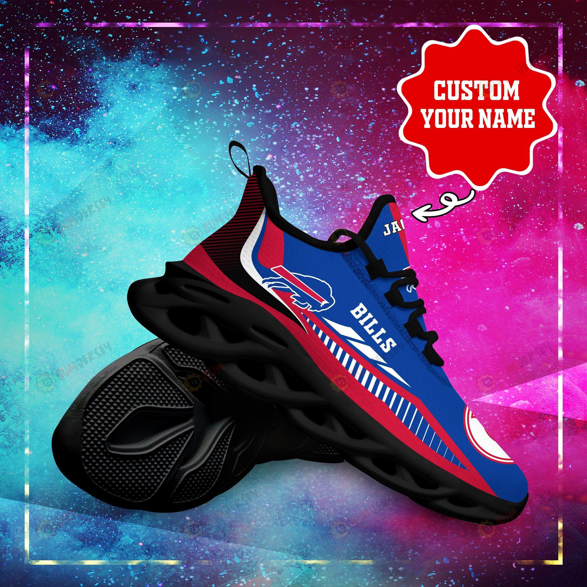 Buffalo Bills Logo Stripe Line Pattern Custom Name 3D Max Soul Sneaker ...