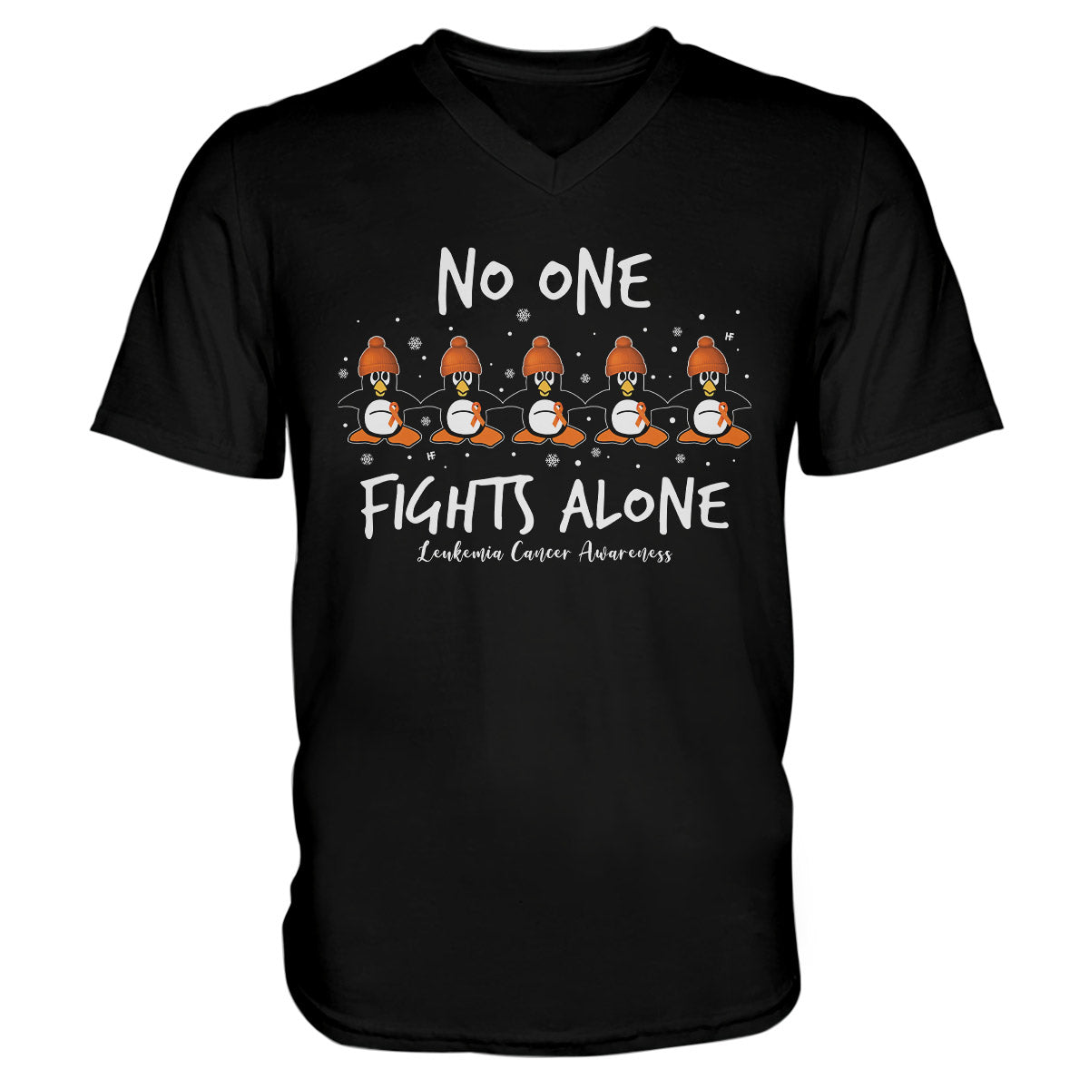 No One Fight Alone Penguin Leukemia Awareness Ez25 2812 Men V-Neck T-Shirt