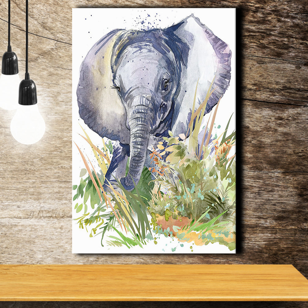 Baby Elephant Watercolour Canvas Print – Canvas Painting, Canvas Art, Wall Art, Wall Decor