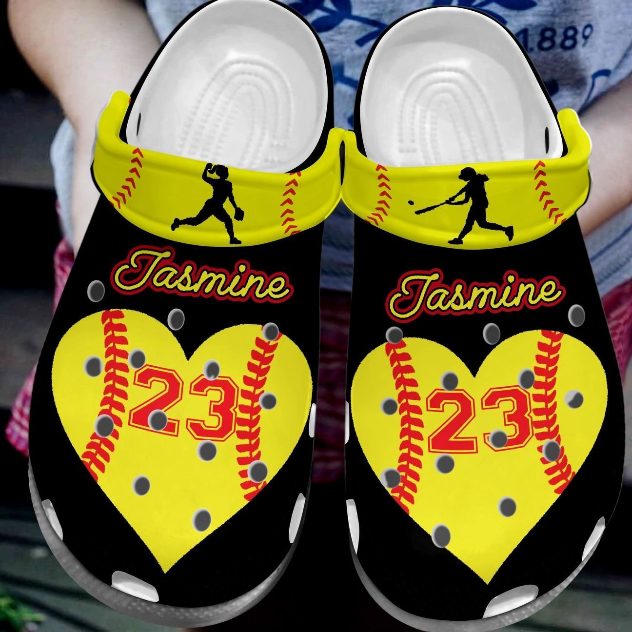 Softball Personalize Clog, Custom Name, Text, Fashion Style For Women, Men, Kid, Print 3D My Heart