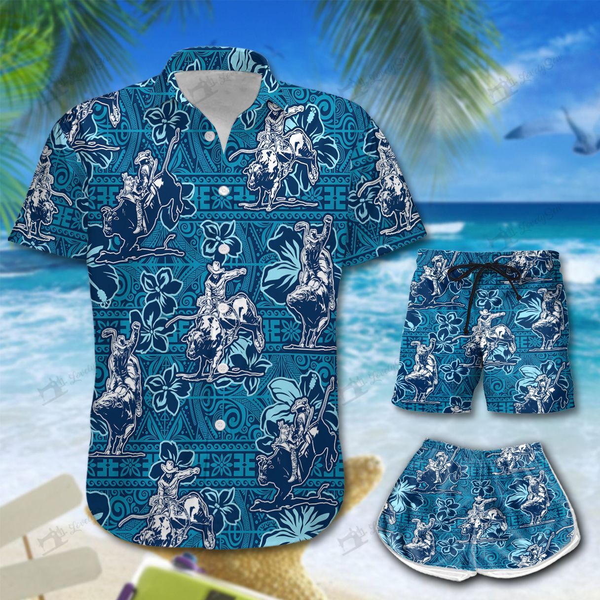 Bull Riding Hawaiian Shirt Shorts Ha111055