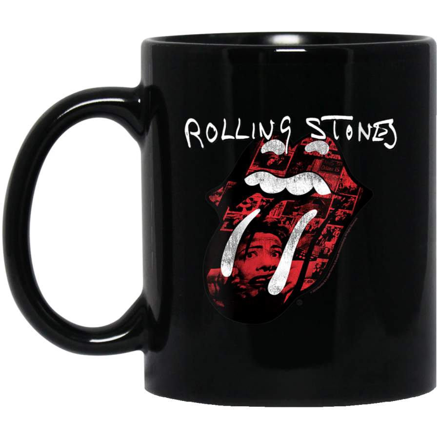 Womens Rolling Stones Official Exile Tongue Photos V-Neck Black Mug