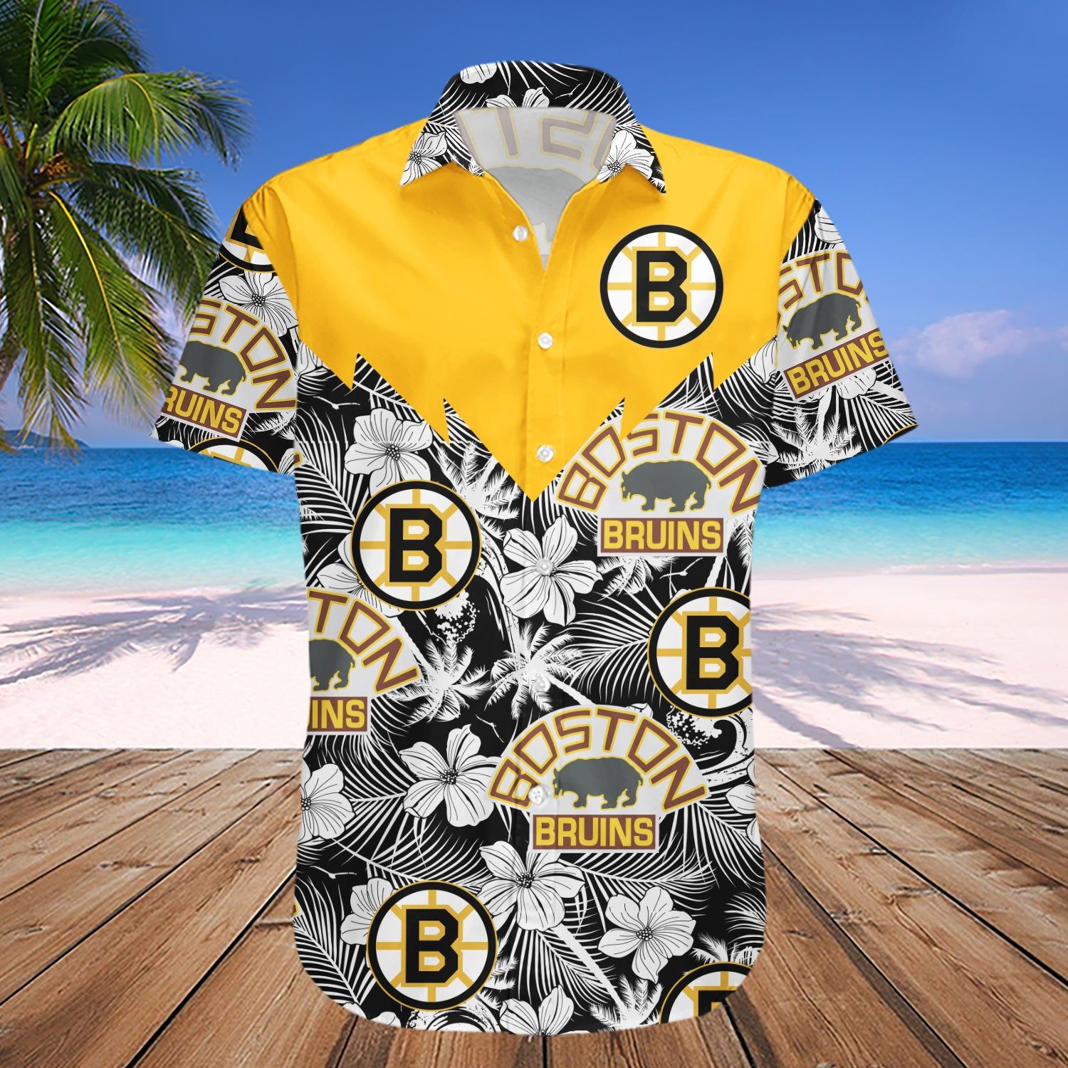 Boston Bruins Hawaii Shirt Tropical Seamless- Nhl