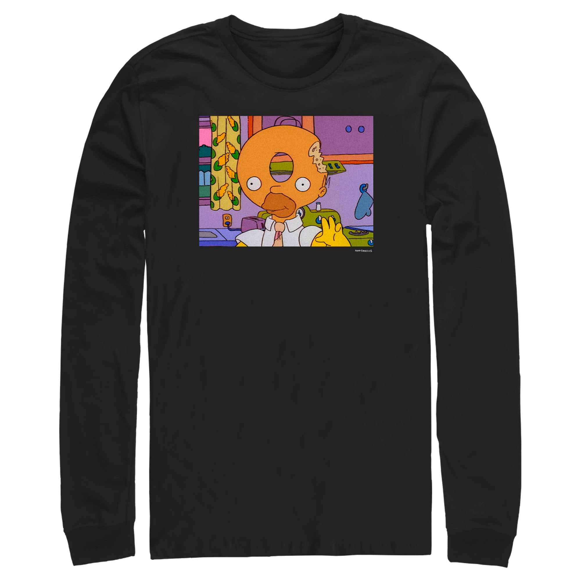 The Simpsons Men’S Homer Donut Head  Long Sleeve Shirt