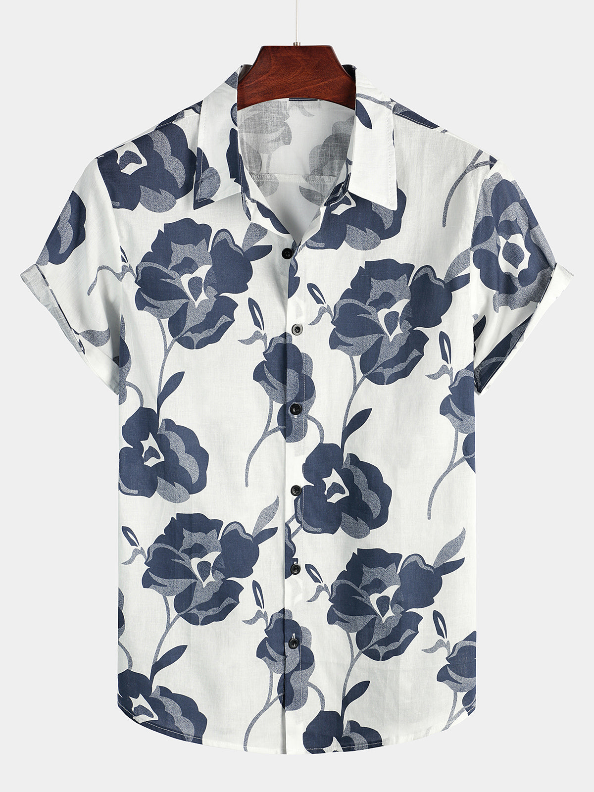 Print Hawaii Button White Short Sleeve Shirt Ha81441