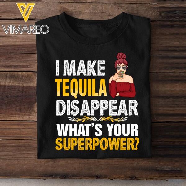 Personalized Girl Makes Tequila Dissapear Black Tshirt Printed Tndt2907