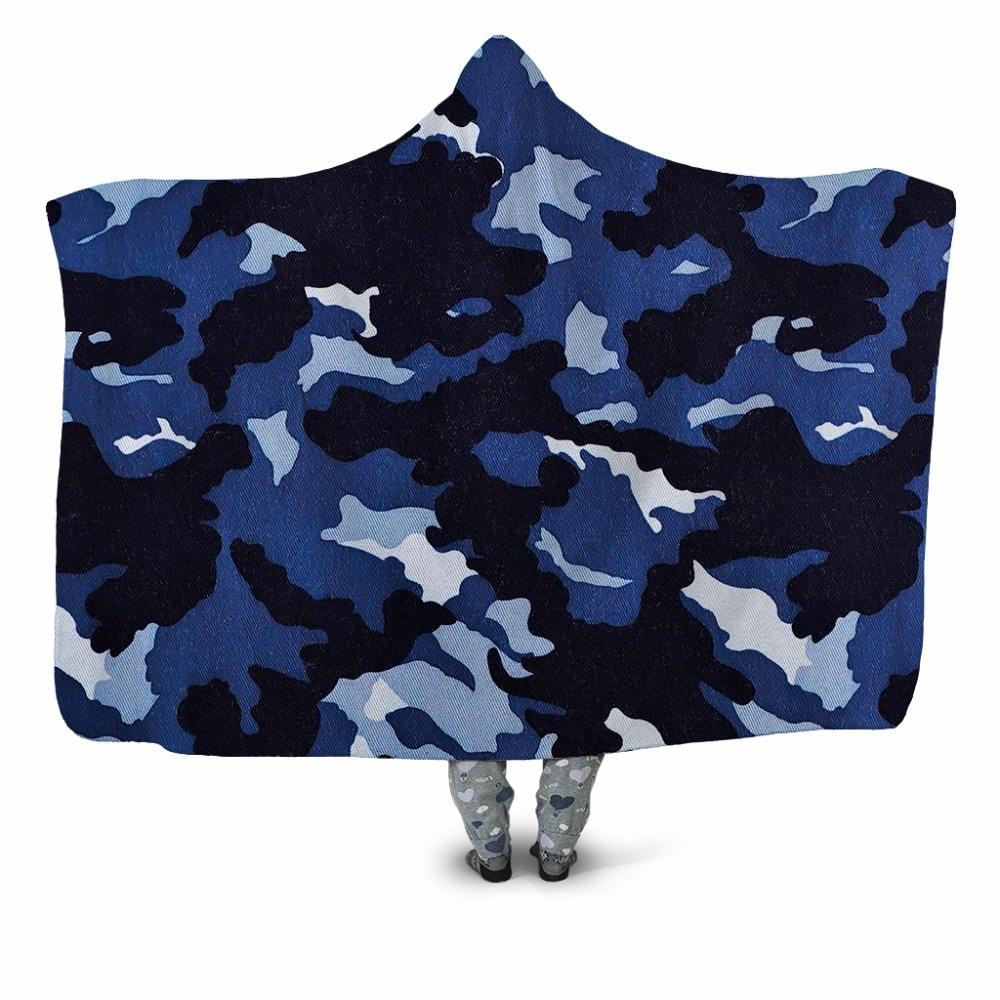 Navy Blue Camo Blanket Hoodie