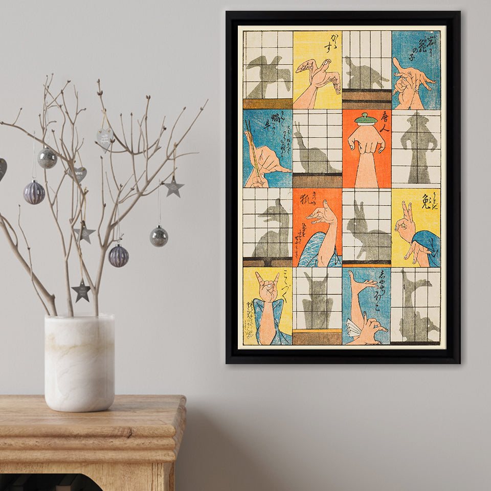 Eight Shadow Figures Framed Canvas Print – Canvas Painting, Canvas Art, Wall Art, Wall Decor
