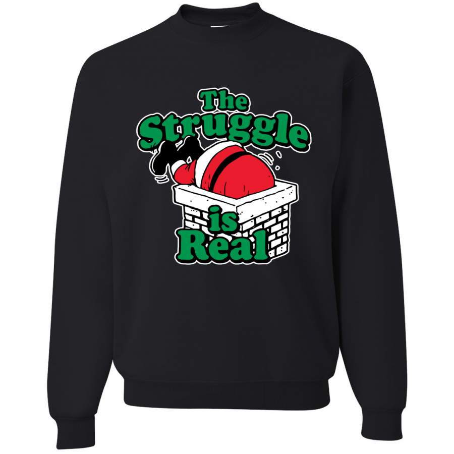 The Struggle is Real Xmas  Ugly Christmas Sweater Unisex Crewneck Graphic Sweatshirt