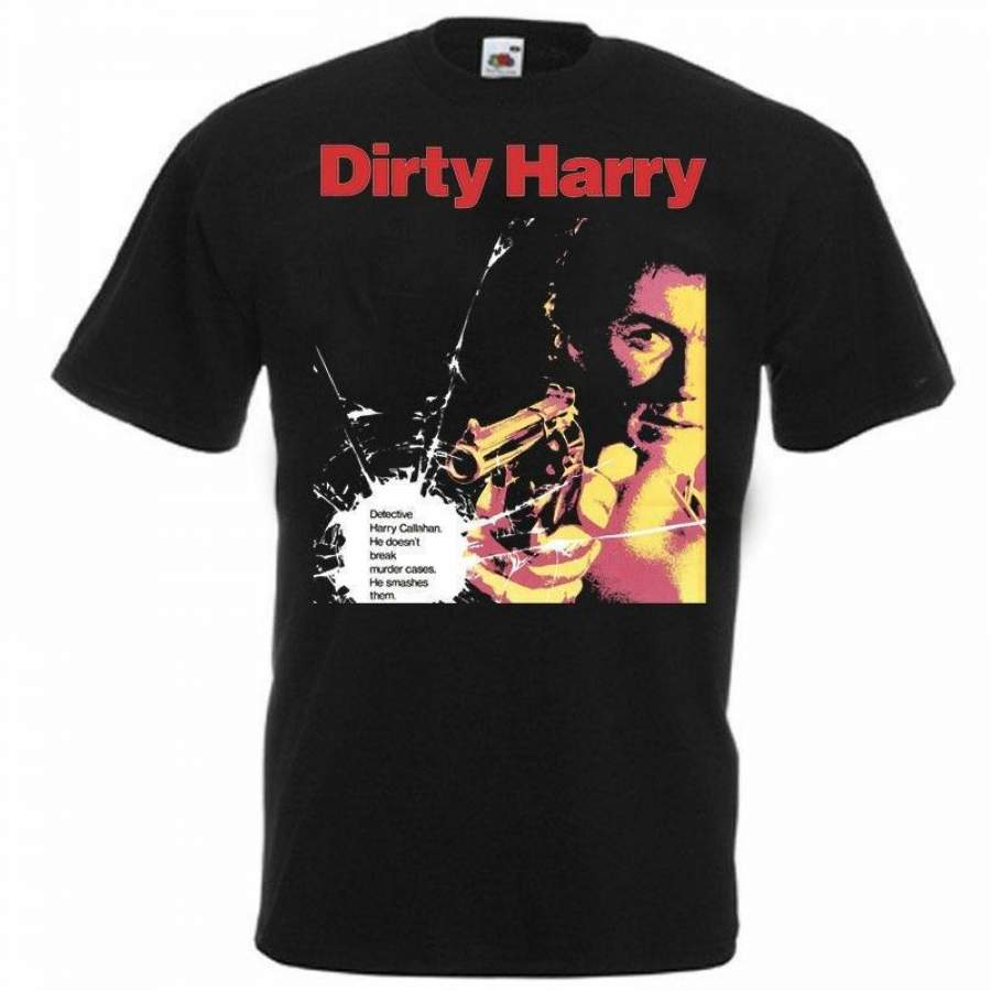 Dirty Harry Movie Poster T Shirt Black All Sizes