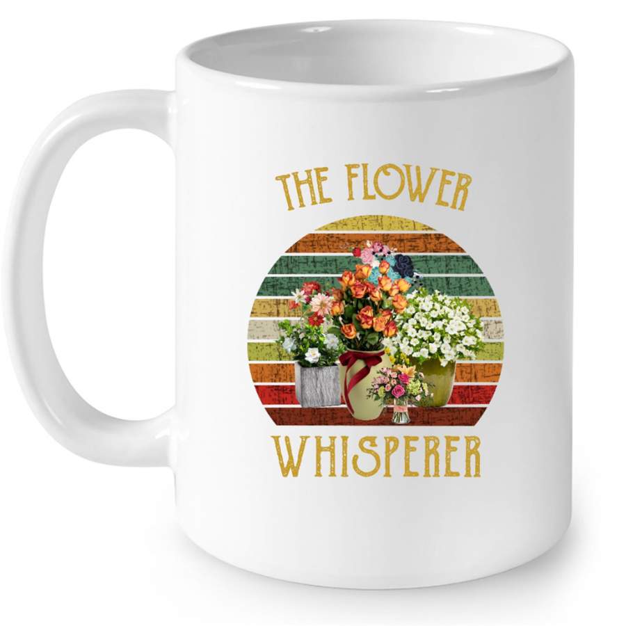 The Flower Whisperer, Classic Vintage Retro – Full-Wrap Coffee White Mug