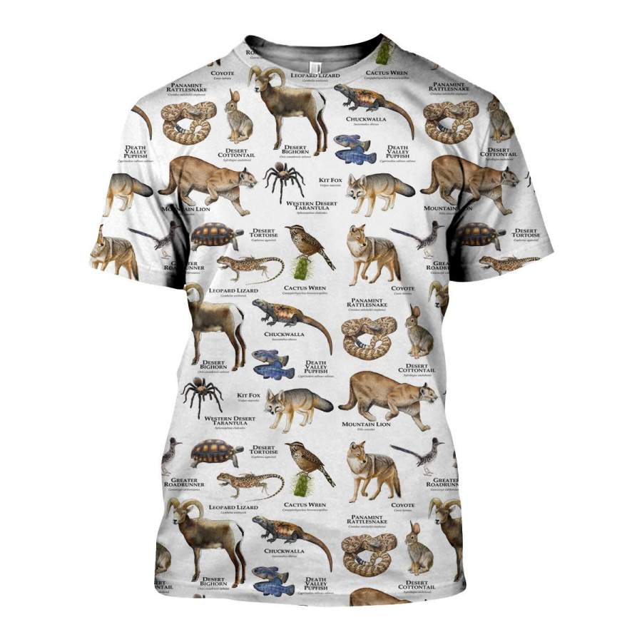 3D All Over Printed Desert Animals of Death Valley Shirts and Shorts