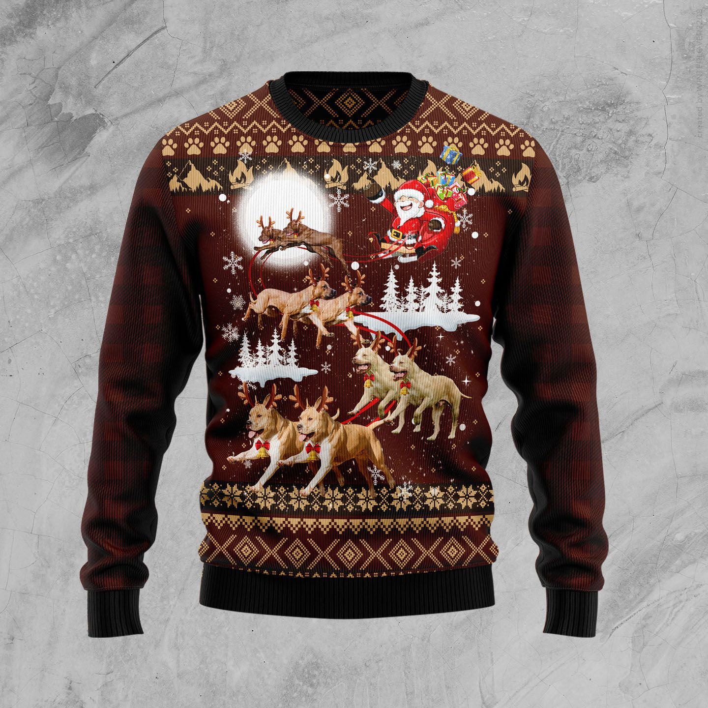 American Pit Bull Terrier Reindeers Car Ugly Christmas Sweater | For Men & Women | Adult | Us5316