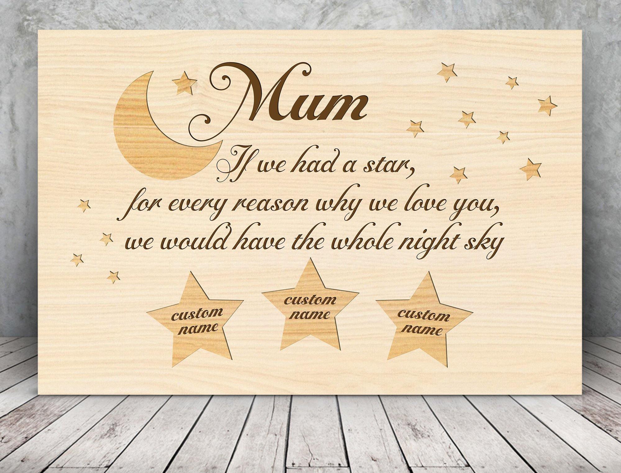 [Personalized Name] Mum – Whole Night Sky Custom Children’S Name Gift For Family Home Decor Wall Art Canvas Memorial Home Decor