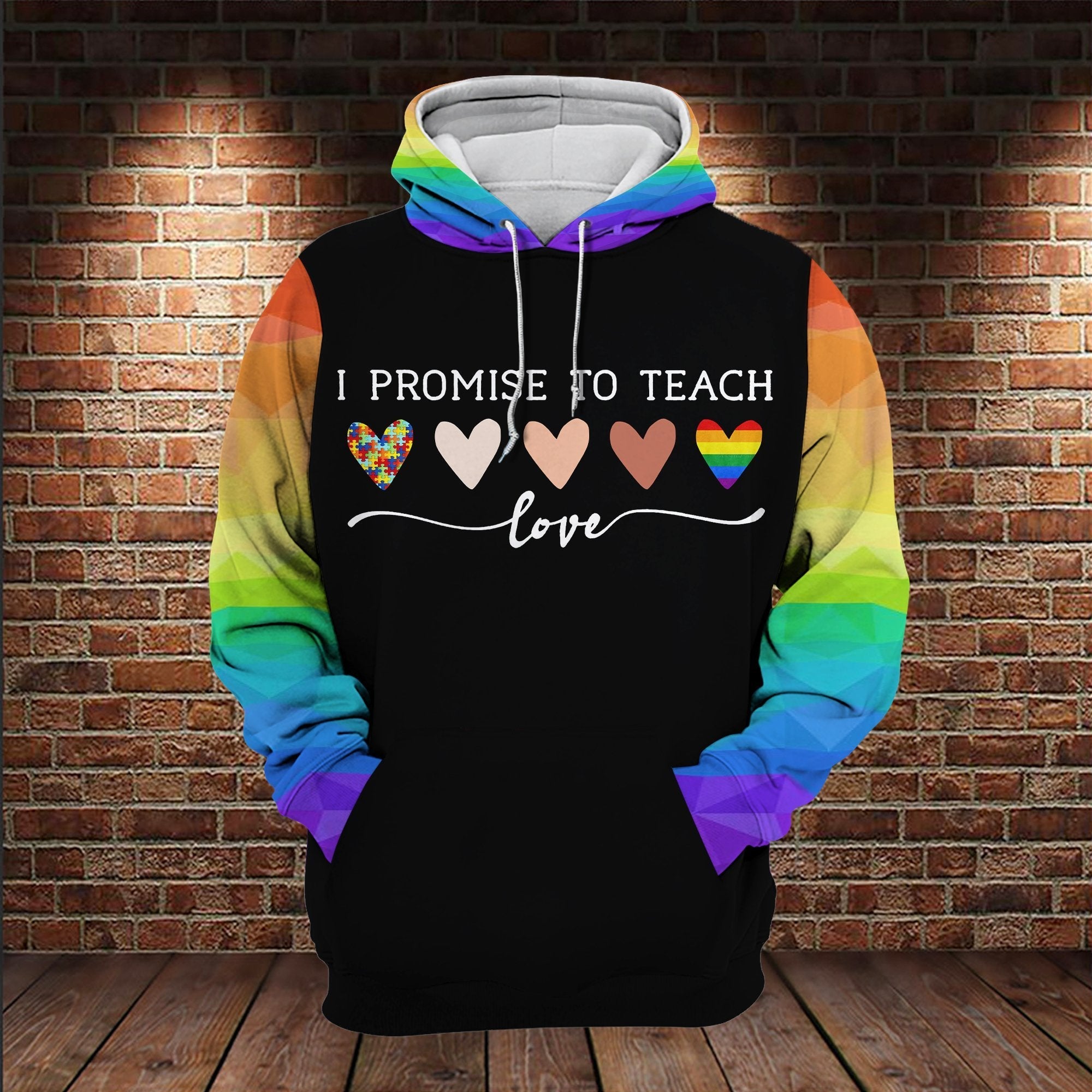 Gifury Lgbt Autism Melanin T-Shirt I Promise To Teach Love Lgbt Rainbow Colors T-Shirt Autism Hoodie Autism Apparel 2022