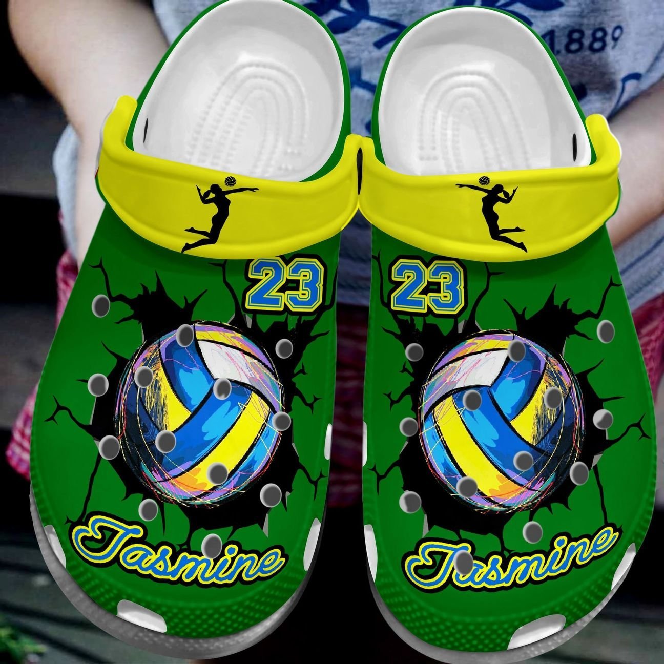 Volleyball Personalize Clog, Custom Name, Text, Fashion Style For Women, Men, Kid, Print 3D Volleyball Cracks