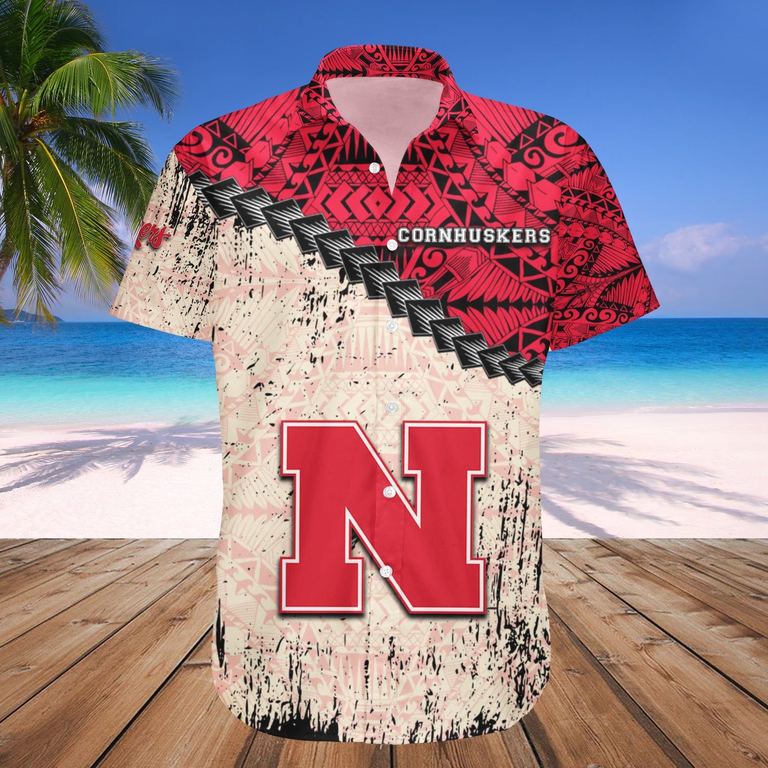 Nebraska Cornhuskers Hawaii Shirt Grunge Polynesian Tattoo – NCCA