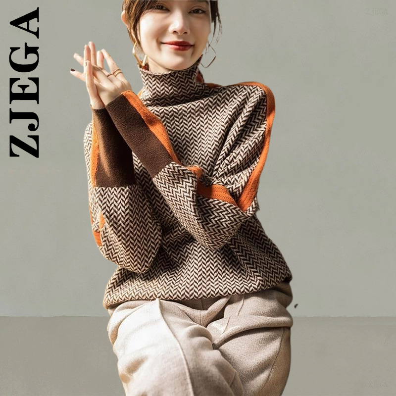 Zjega New Women Sweater Turtleneck Knitted Popular Jumper Women’s Jumper 2023 Long Sleeve Basic Knit Sweater Sexy Vintage Tops alx