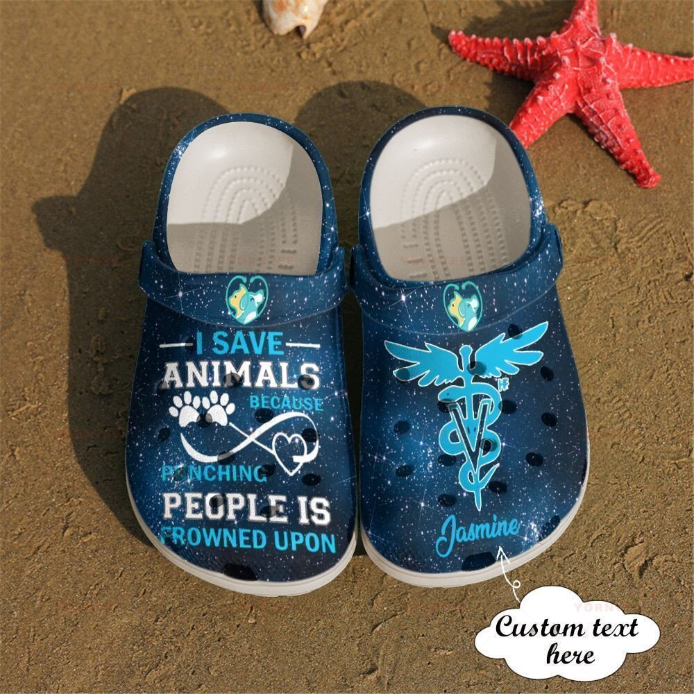 Personalized Vet Tech,I Save Animals Gift For Lover Rubber Crocs Crocband Clogs, Comfy Footwear Men Women Size Us