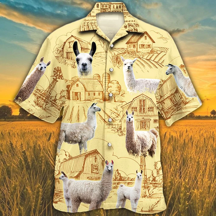 Llama Lovers Farm Hawaii Animal Short Sleeve Hawaii Aloha Shirt For Women Ha6022